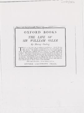 Advertisement for "The Life of Sir William Osler"
