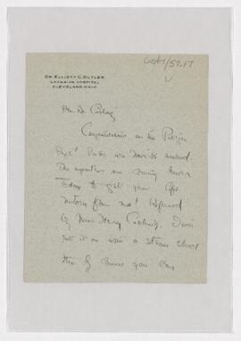 Letter to Harvey Cushing, May 7, 1926