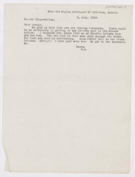 Letter to Thomas Archibald Malloch, July 8, 1915
