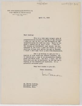 Letter to Harvey Cushing, April 21, 1926