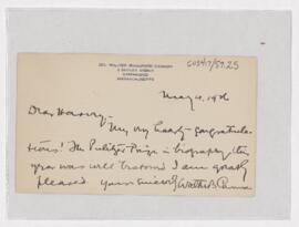 Letter to Harvey Cushing, May 4, 1926