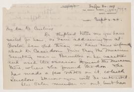 Letter to Harvey Cushing, September 2, 1920