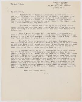 Letter to Grace Revere Osler, March 10, 1899