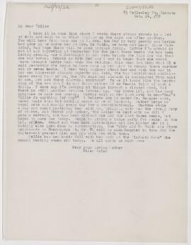Letter to William Osler, October 24, 1887