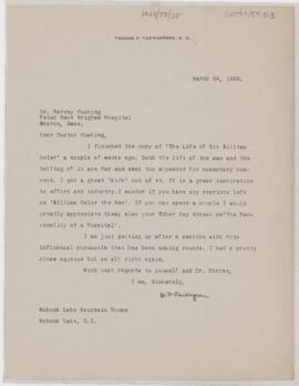 Letter to Harvey Cushing, March 24, 1926
