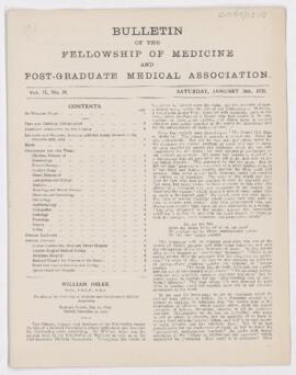 Bulletin of the Fellowship of Medicine and Post-Graduate Medical Association, Vol. II, No. 39.