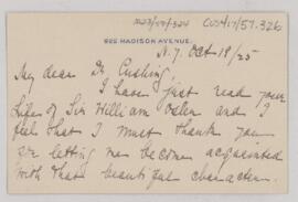 Letter to Harvey Cushing, October 19, 1925