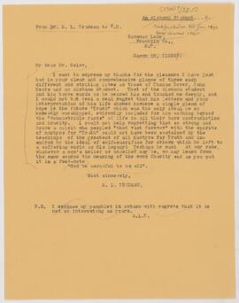 Letter to William Osler, March 10, 1896(?)